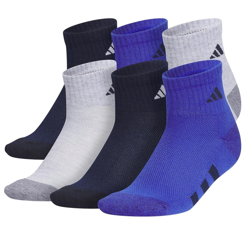 adidas Boys Youth 6-Pack Cushioned Quarter Socks